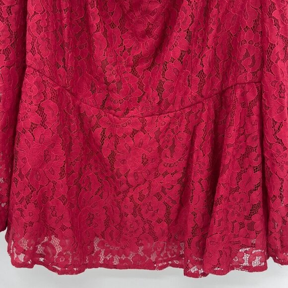 Torrid Plus Women's Peplum Lace Long Sleeve Lined Red Top 2X - Picture 7 of 10